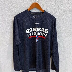 Rangers Hockey Reebok Navy Blue Long Sleeve Shirt